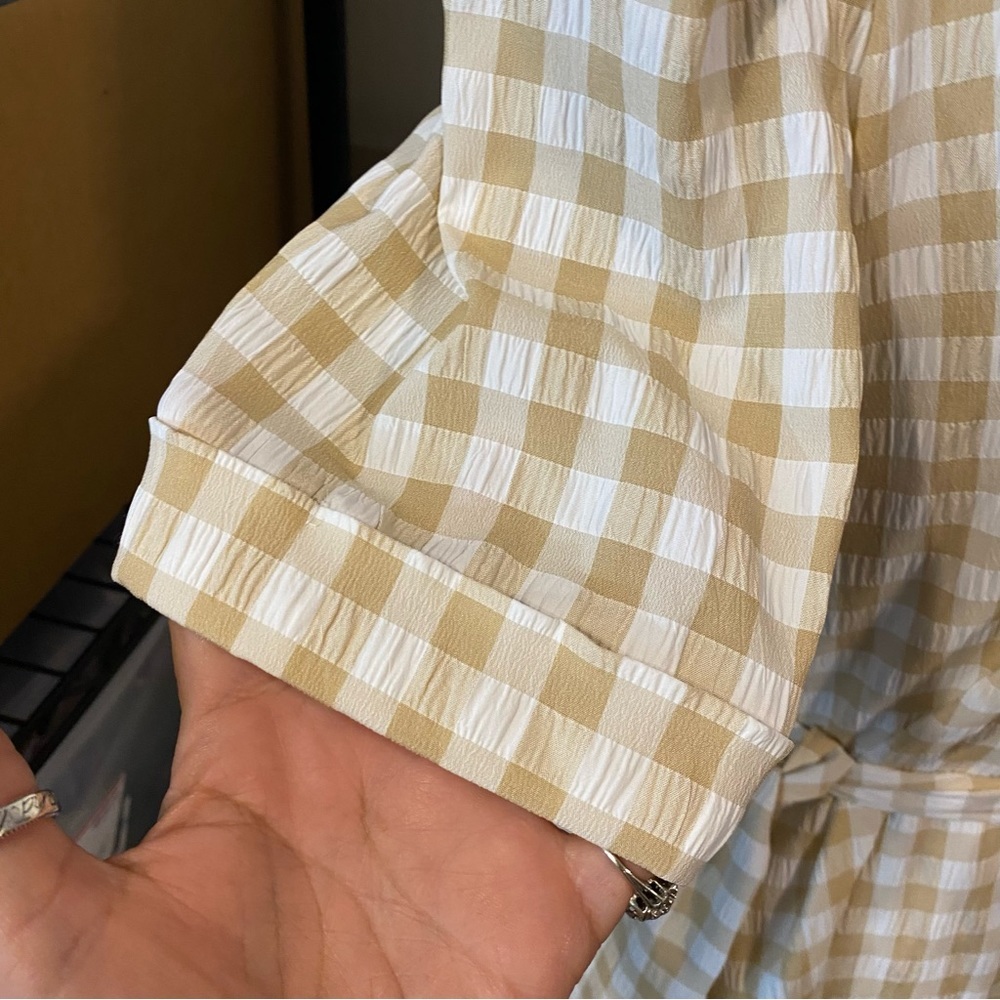 Preston & York Dress Seersucker Woman 6 Gingham Button Down Midi 3/4 sleeve NWT - Picture 6 of 16